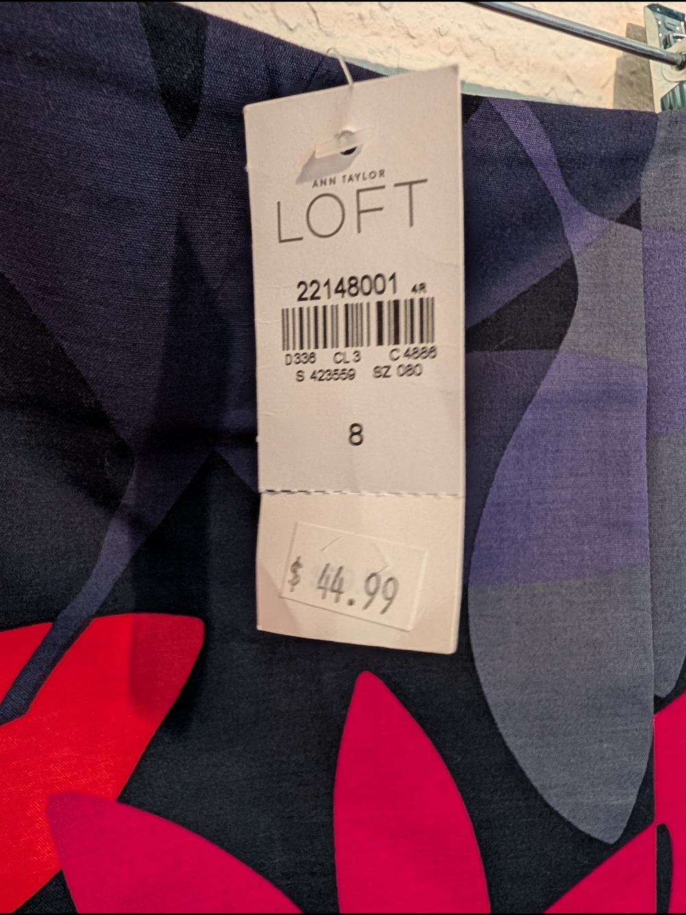 Ann Taylor LOFT Navy Pencil Skirt with Red & Fuchsia Floral Print - Picture 4 of 5